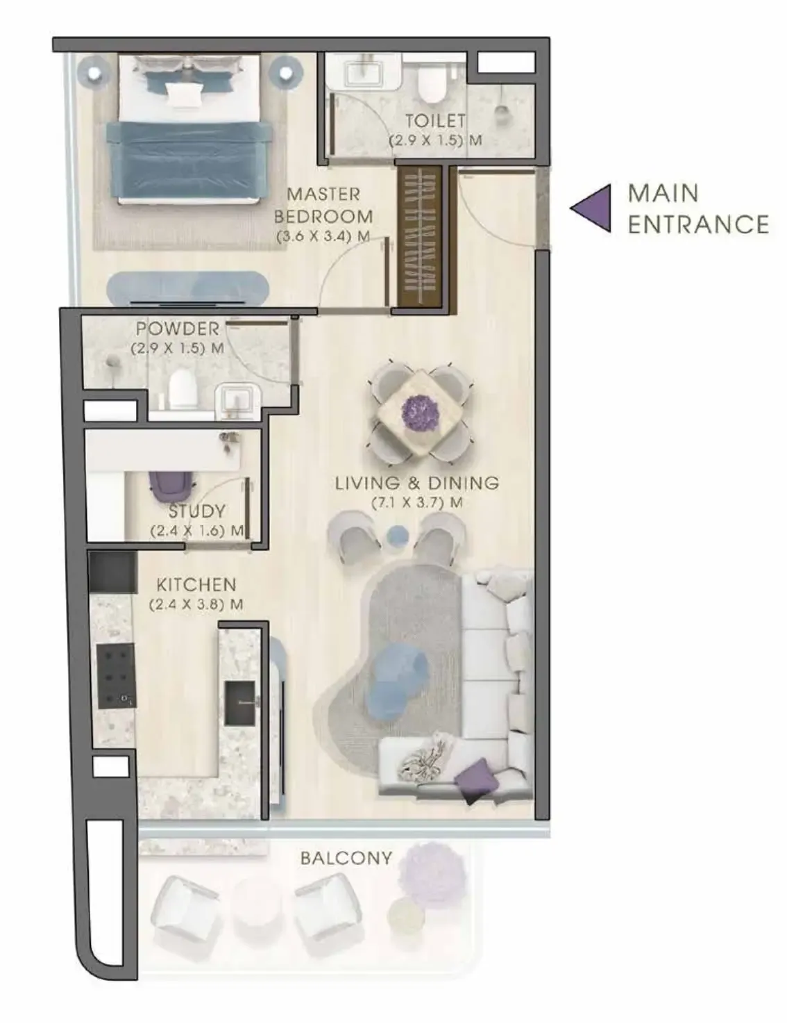 1 bedroom layout