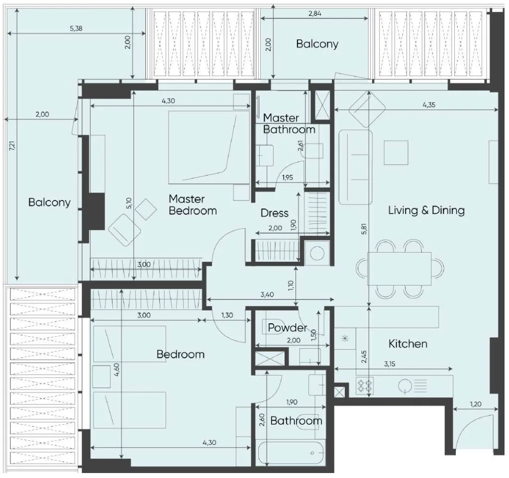 2 bedroom layout