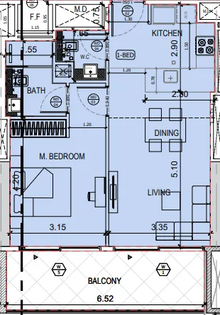1 bedroom layout