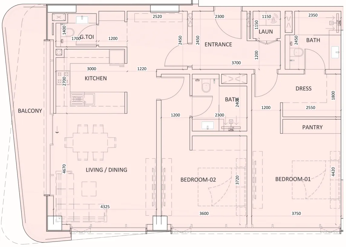 2 bedroom layout