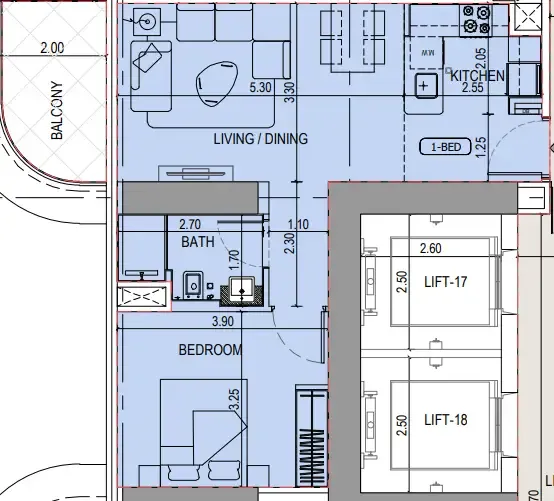 1 bedroom layout