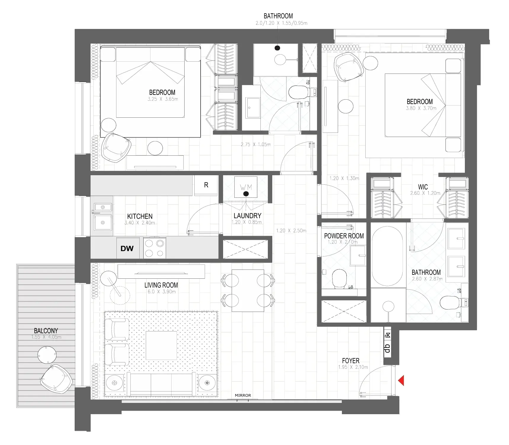 2 bedroom layout