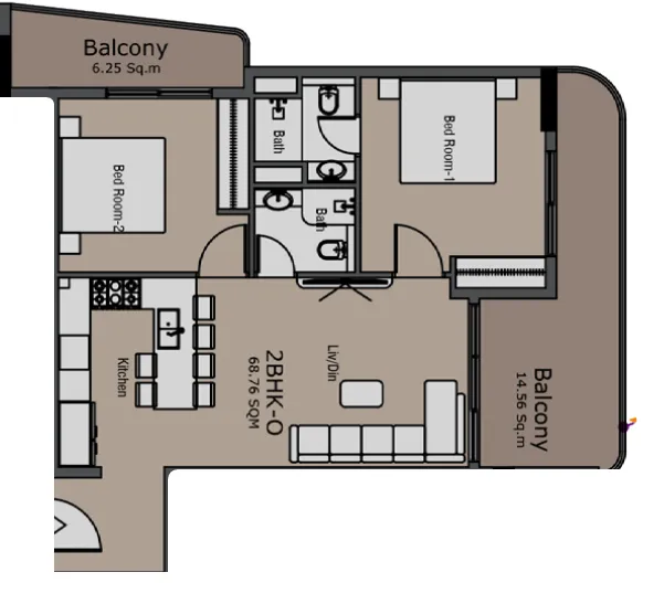 2 bedroom layout