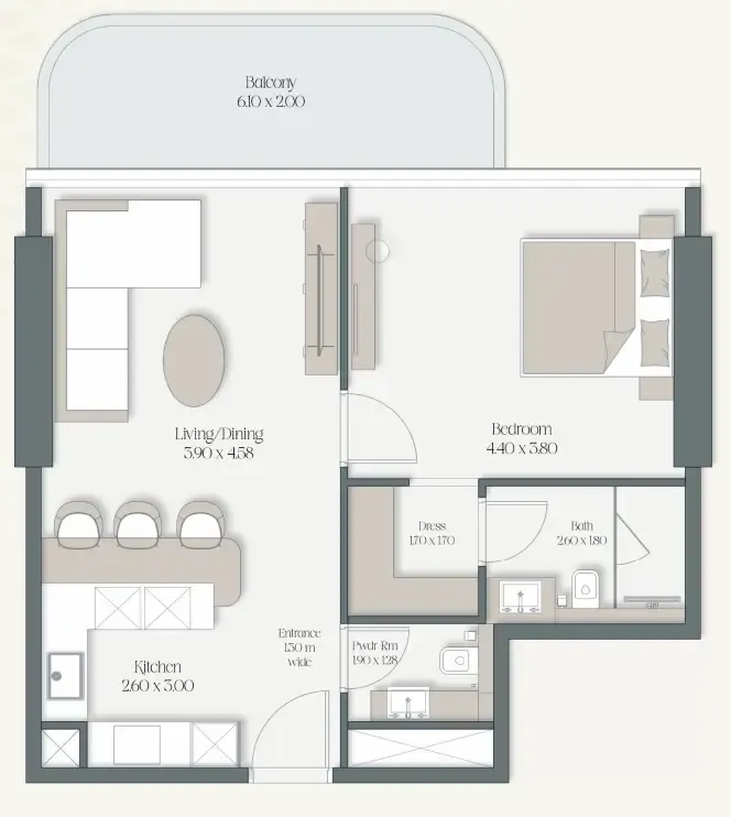 1 bedroom layout