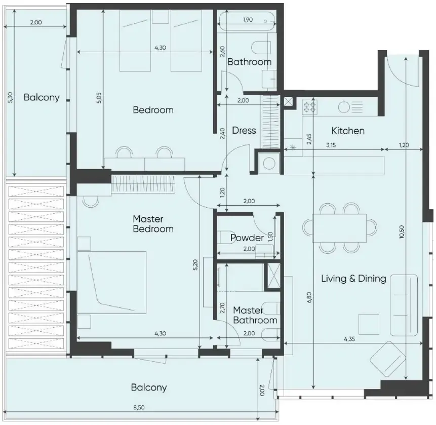 2 bedroom layout