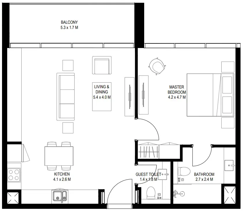 1 bedroom layout