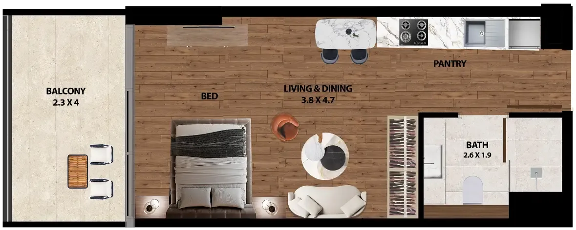 0 bedroom layout