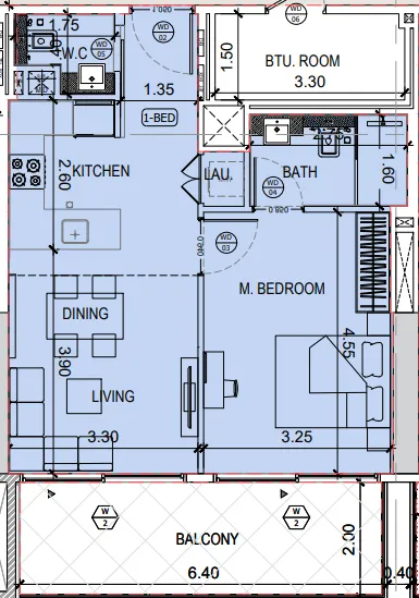 1 bedroom layout