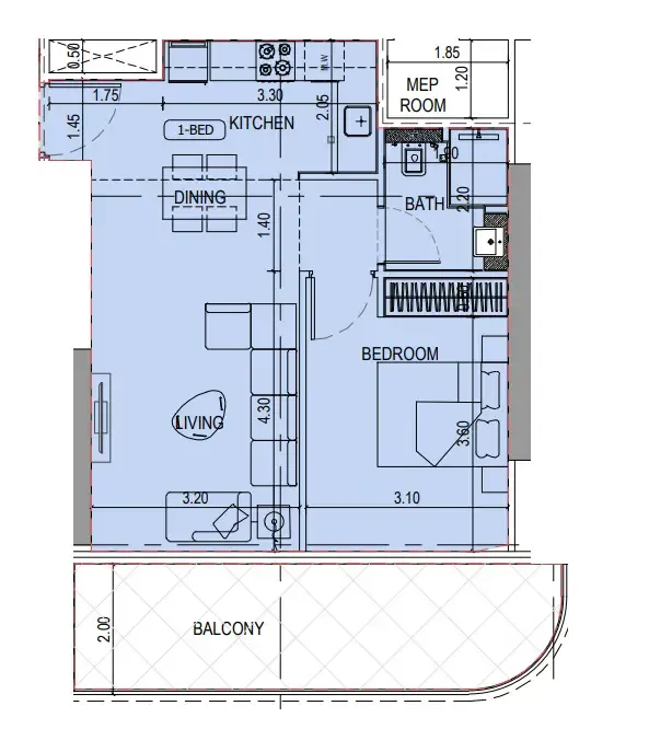 1 bedroom layout
