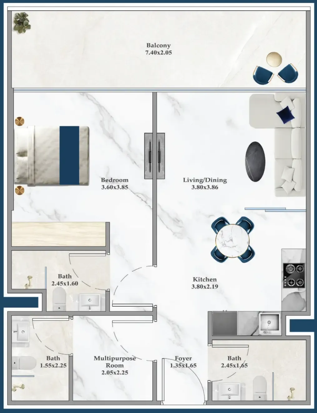 1 bedroom layout