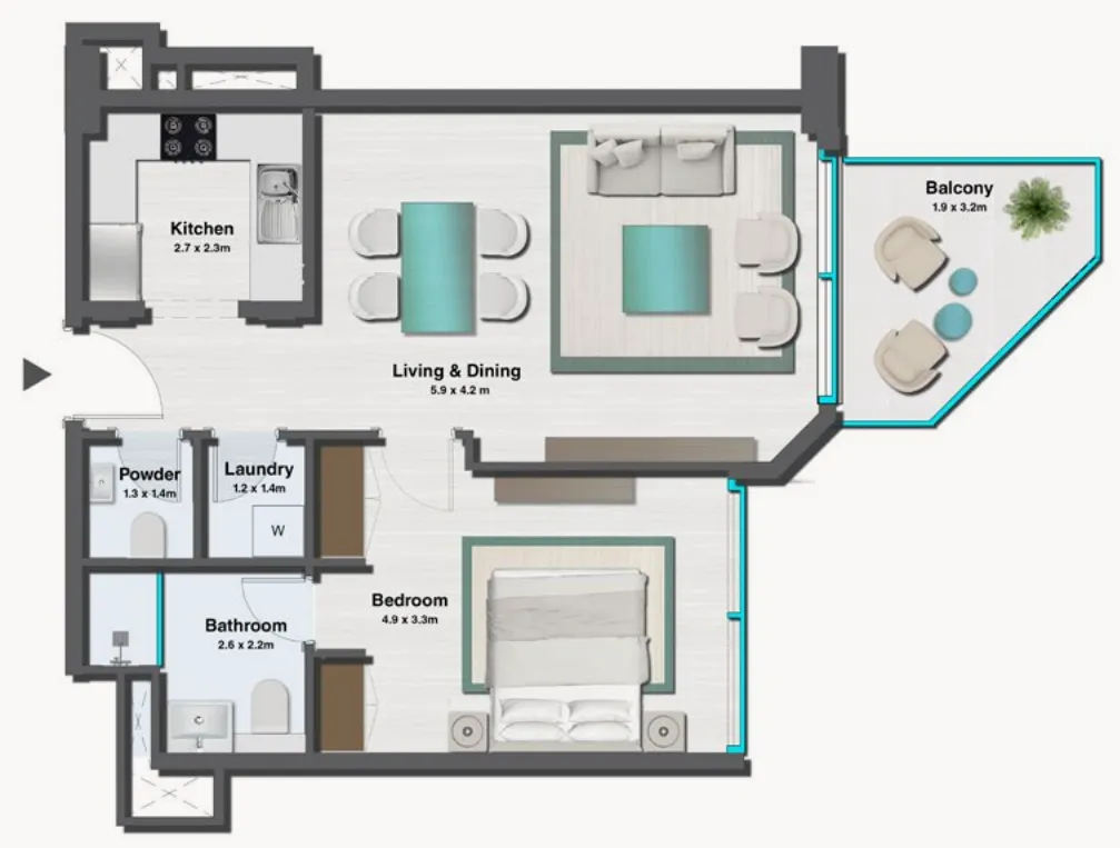 1 bedroom layout