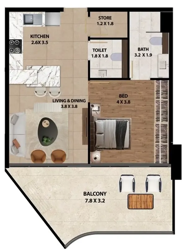1 bedroom layout