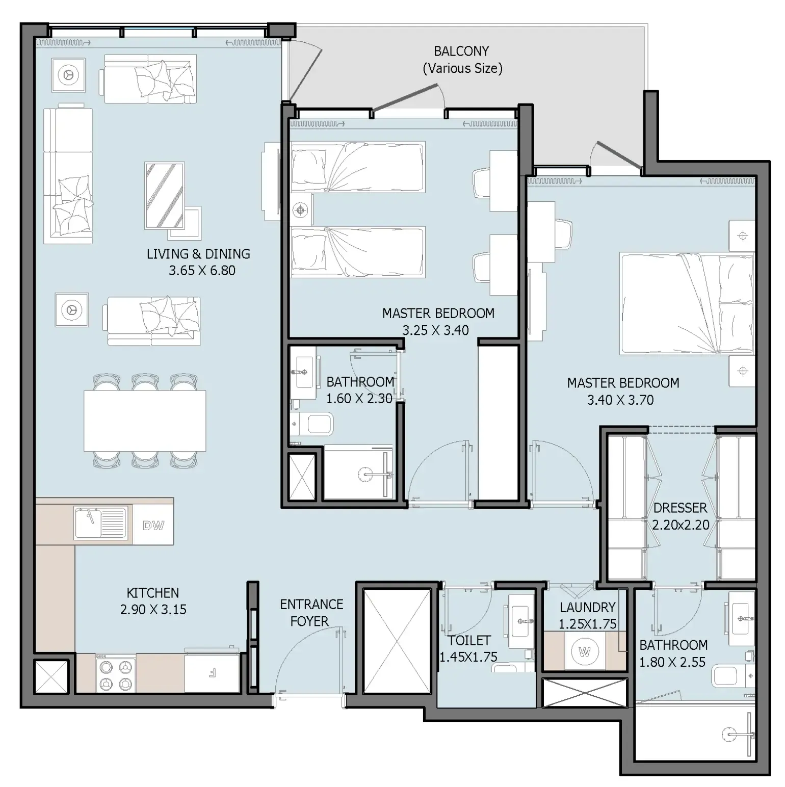 2 bedroom layout