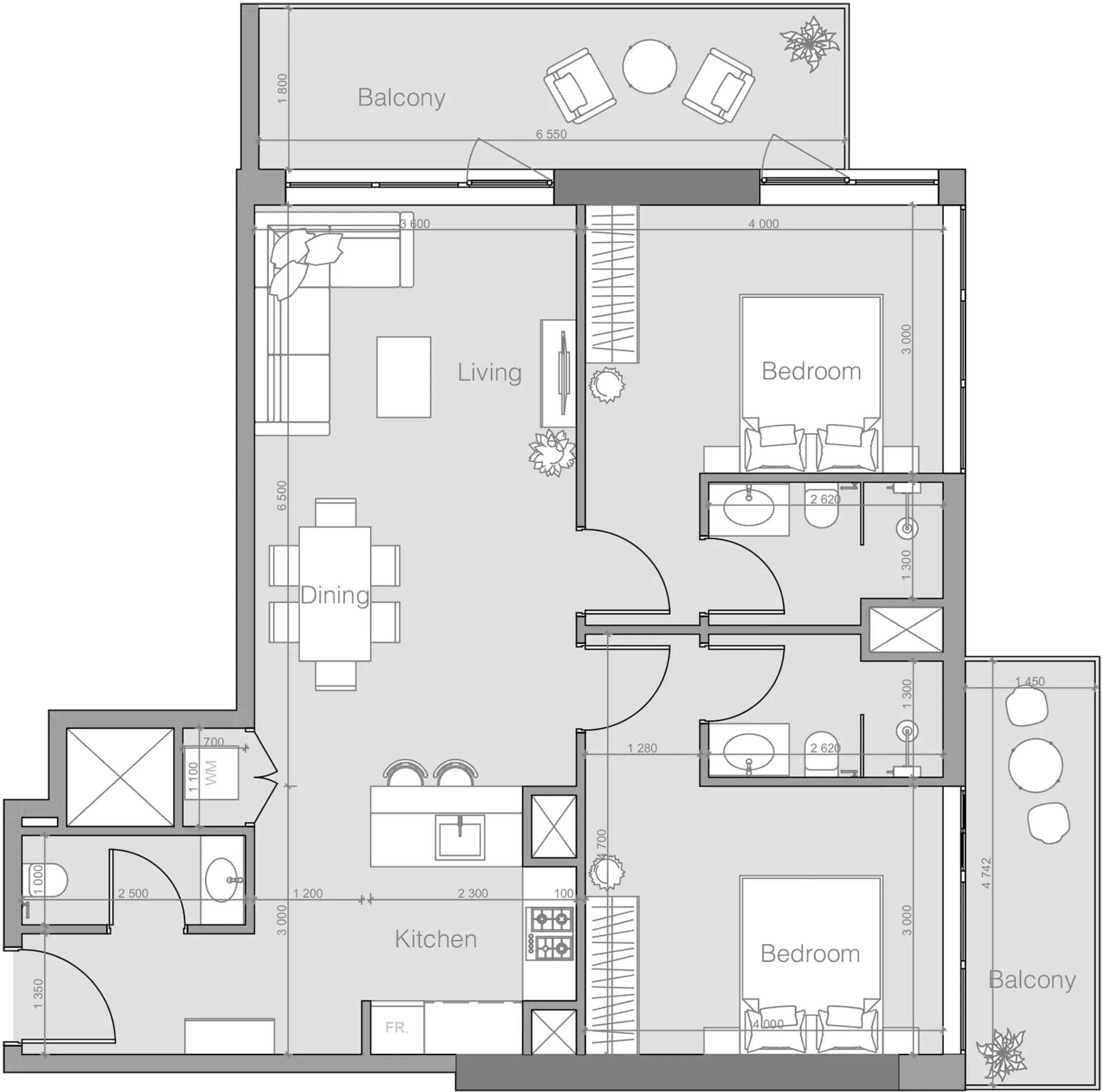 2 bedroom layout