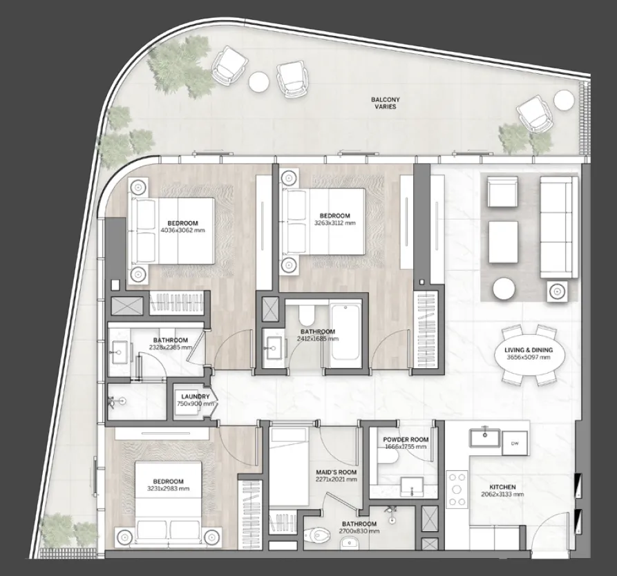 3 bedroom layout