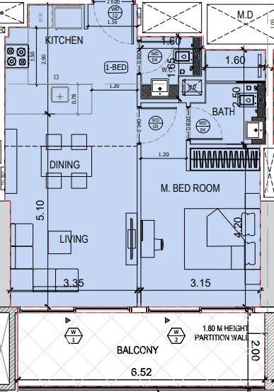 1 bedroom layout