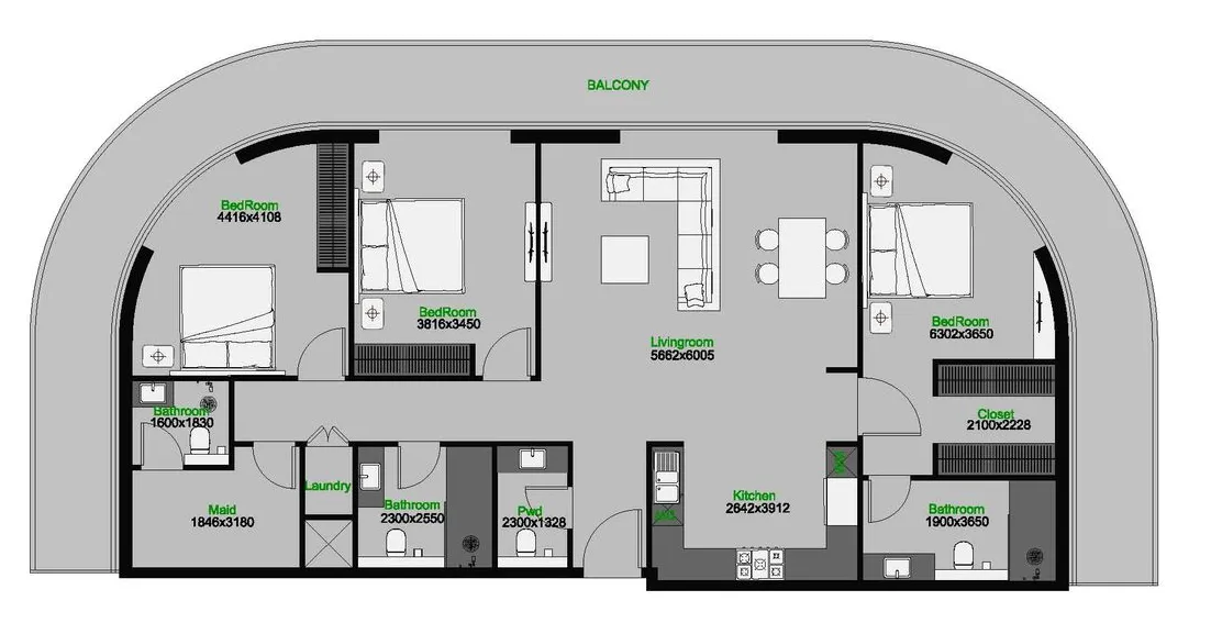 3 bedroom layout