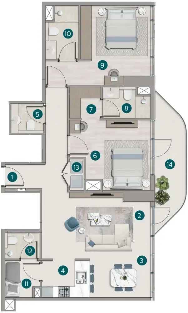 2 bedroom layout