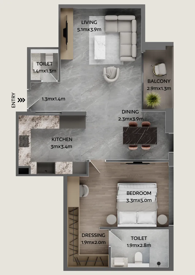 1 bedroom layout
