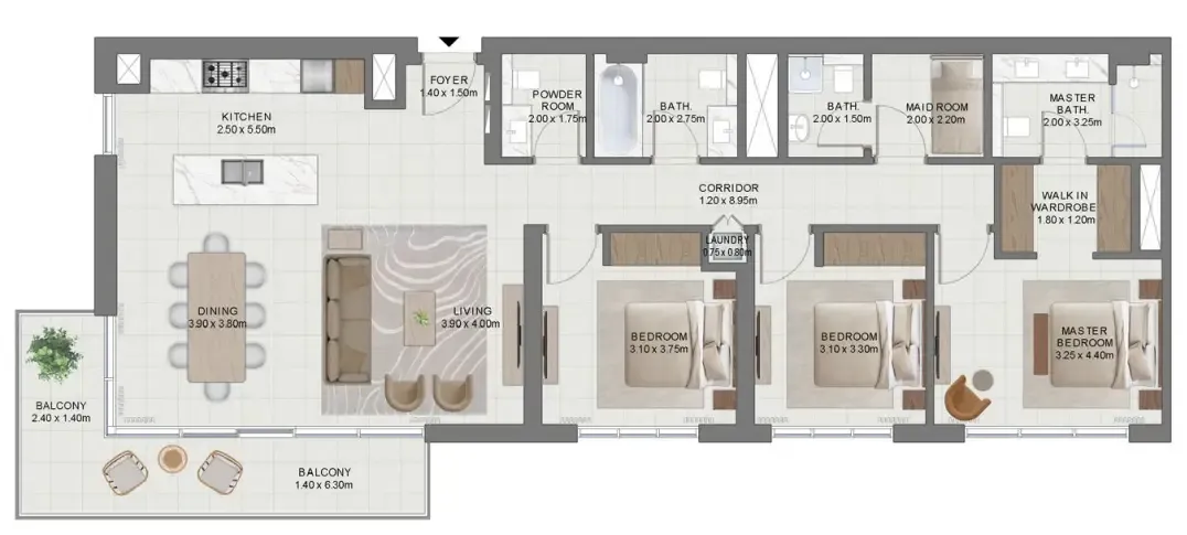 3 bedroom layout