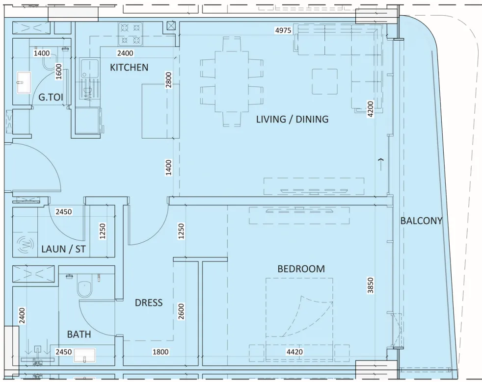 1 bedroom layout