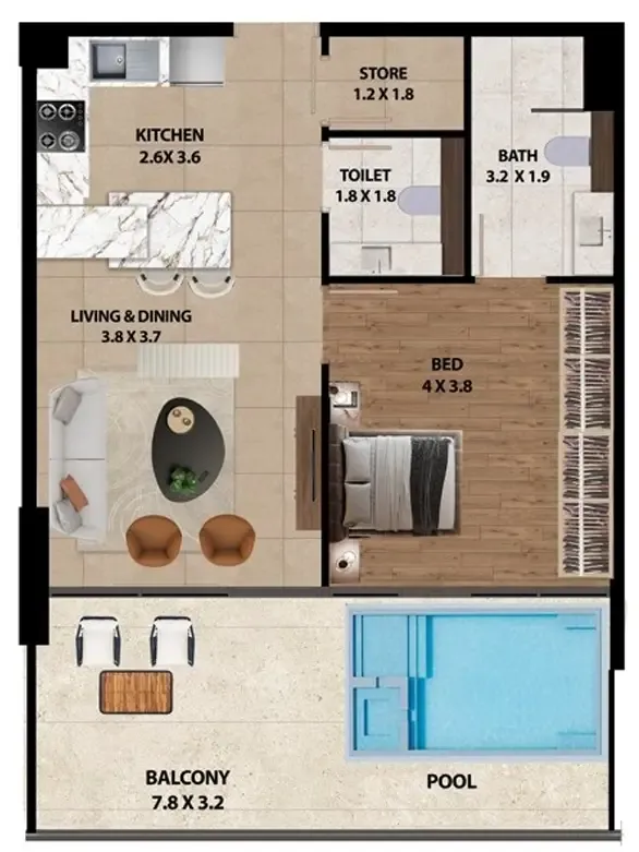 1 bedroom layout