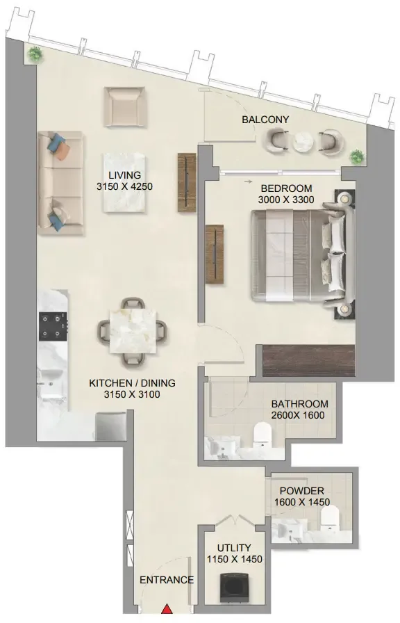 1 bedroom layout