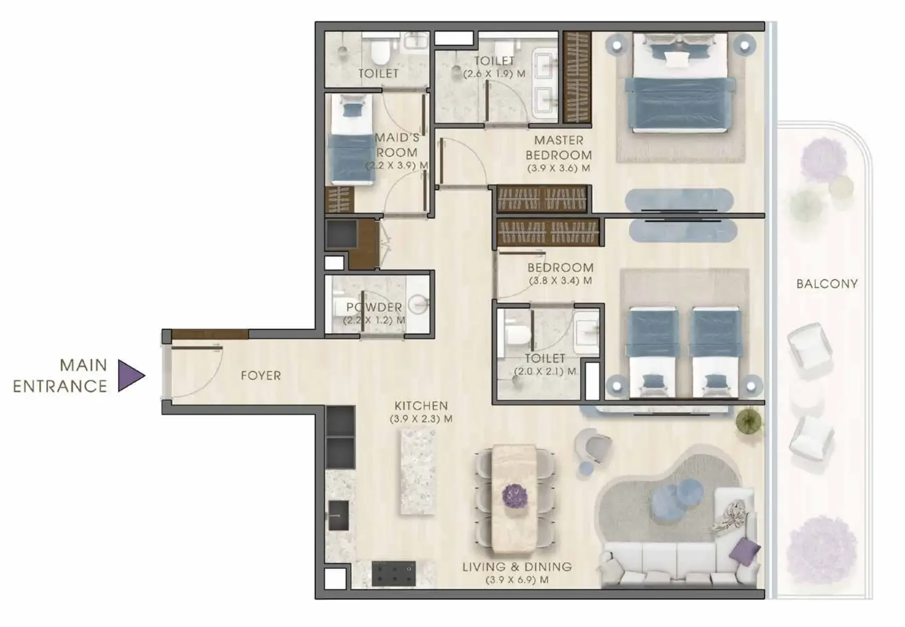 2 bedroom layout