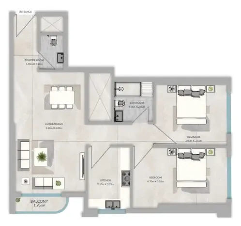 2 bedroom layout