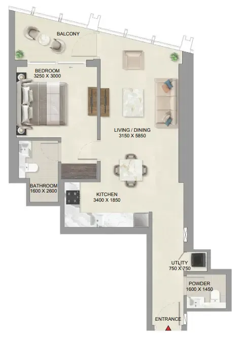 1 bedroom layout