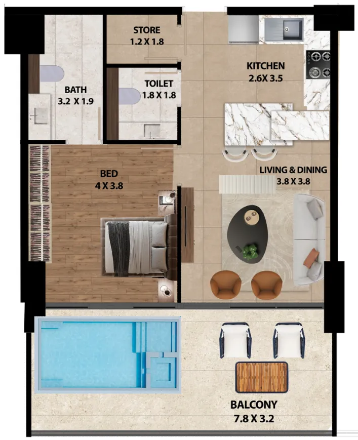 1 bedroom layout