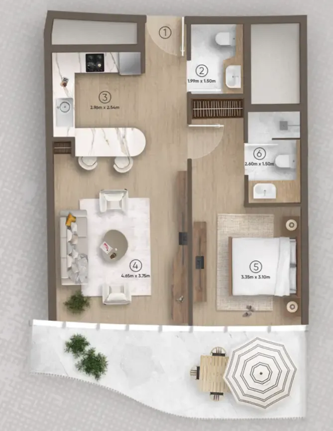 1 bedroom layout