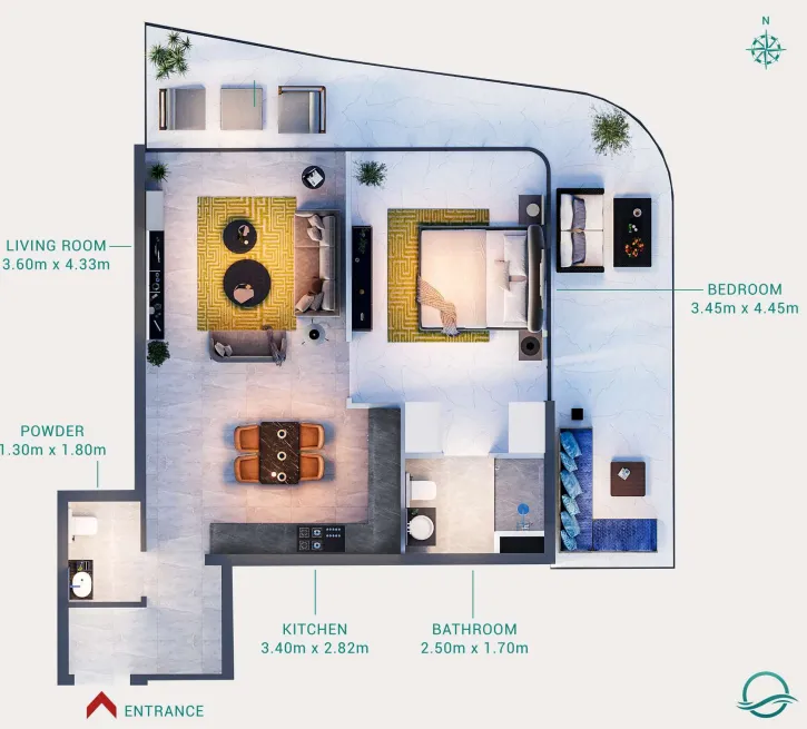 1 bedroom layout
