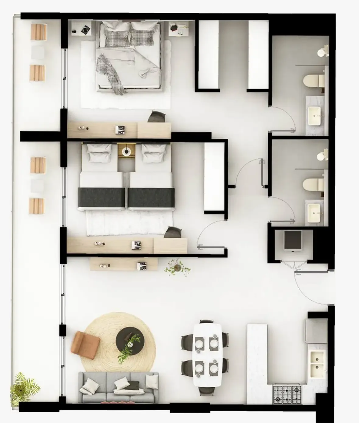 2 bedroom layout