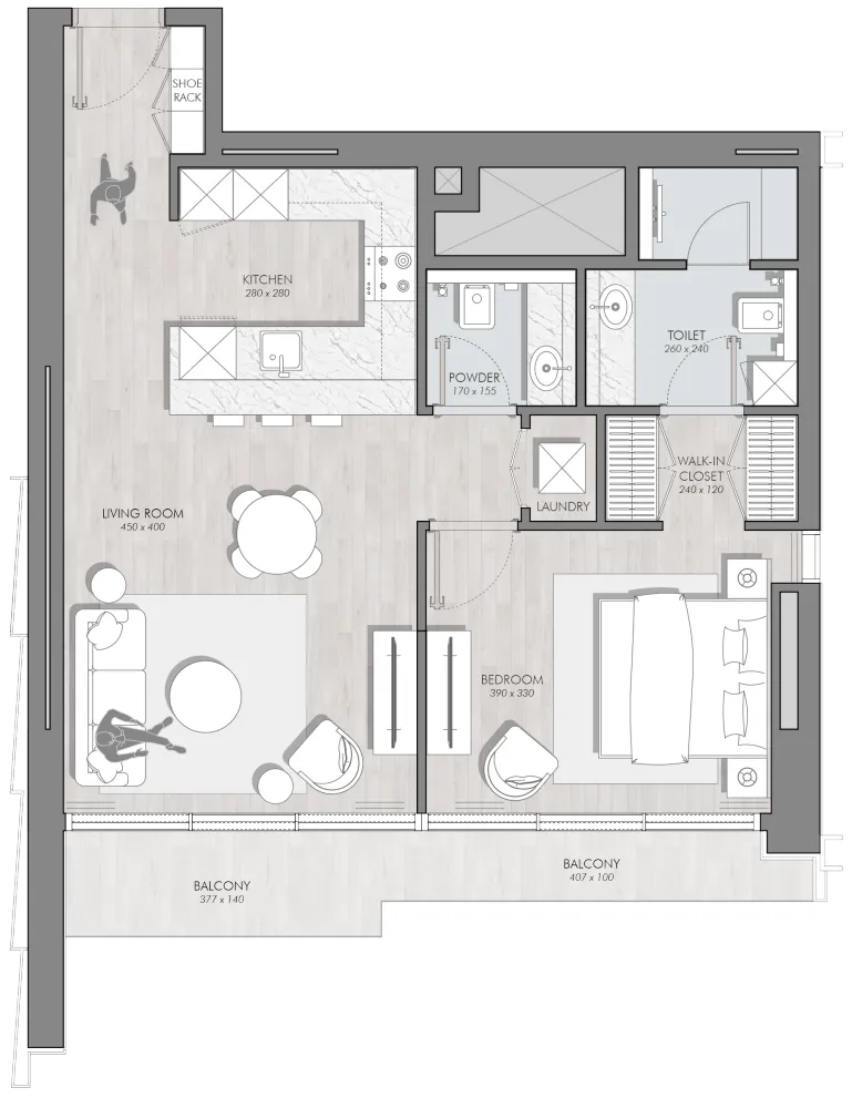 1 bedroom layout