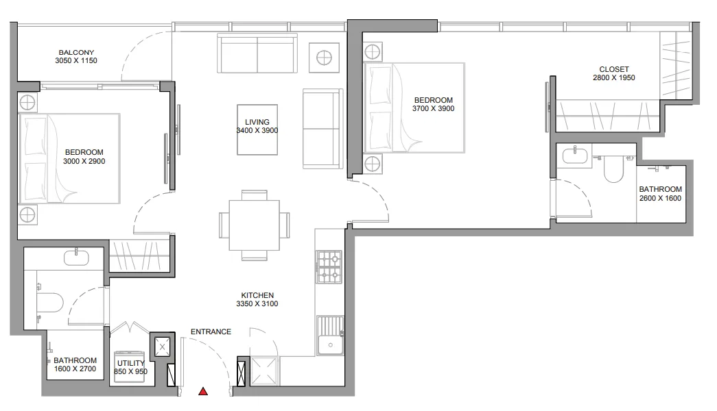 2 bedroom layout