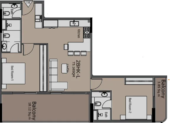 2 bedroom layout
