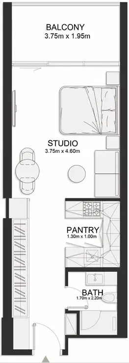 0 bedroom layout