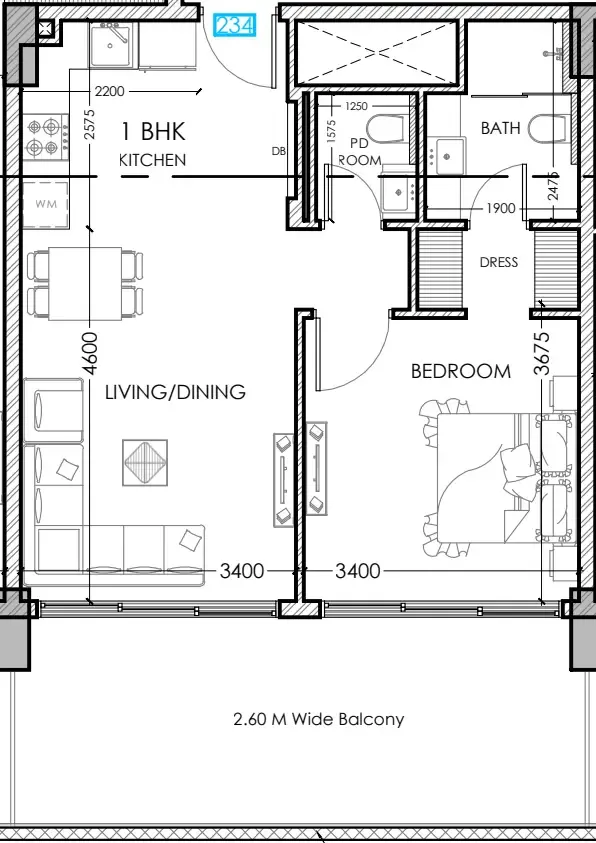 1 bedroom layout