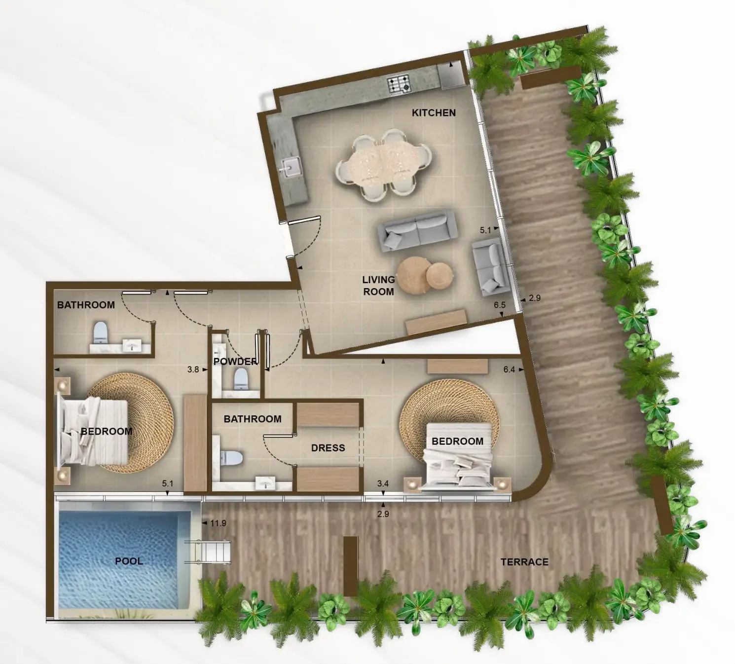 2 bedroom layout