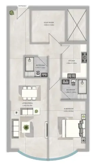 1 bedroom layout