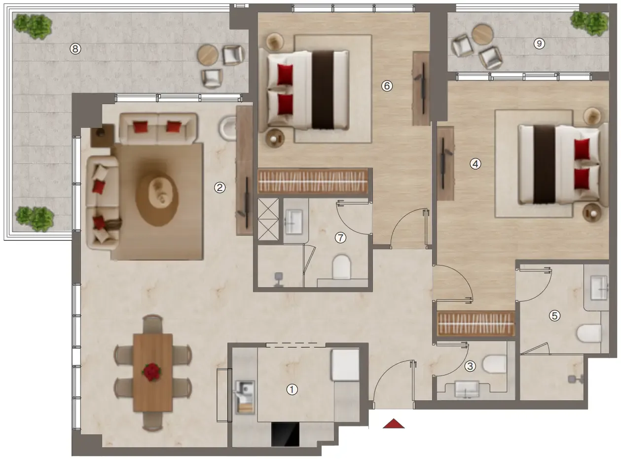 2 bedroom layout