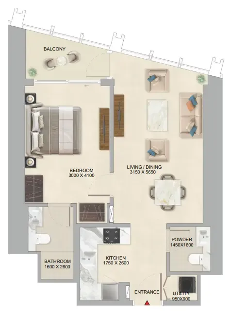 1 bedroom layout