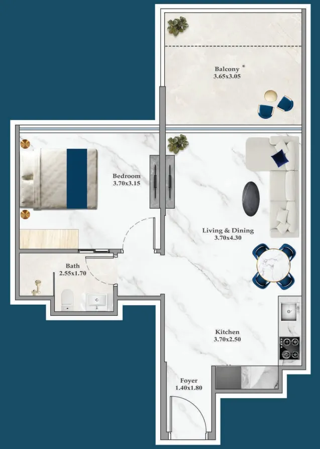 1 bedroom layout