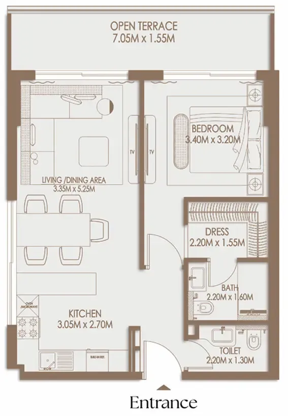 1 bedroom layout