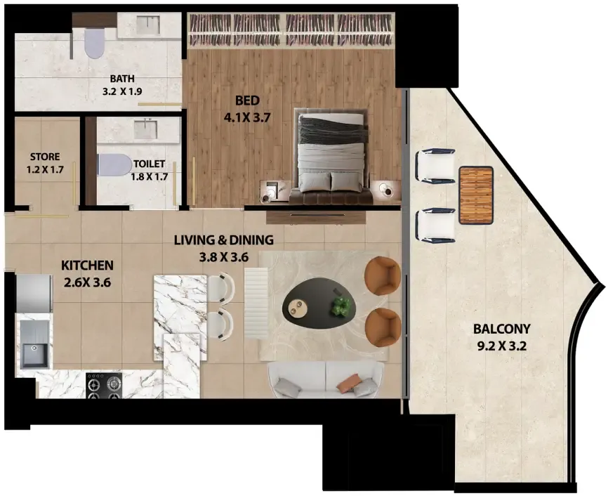 1 bedroom layout