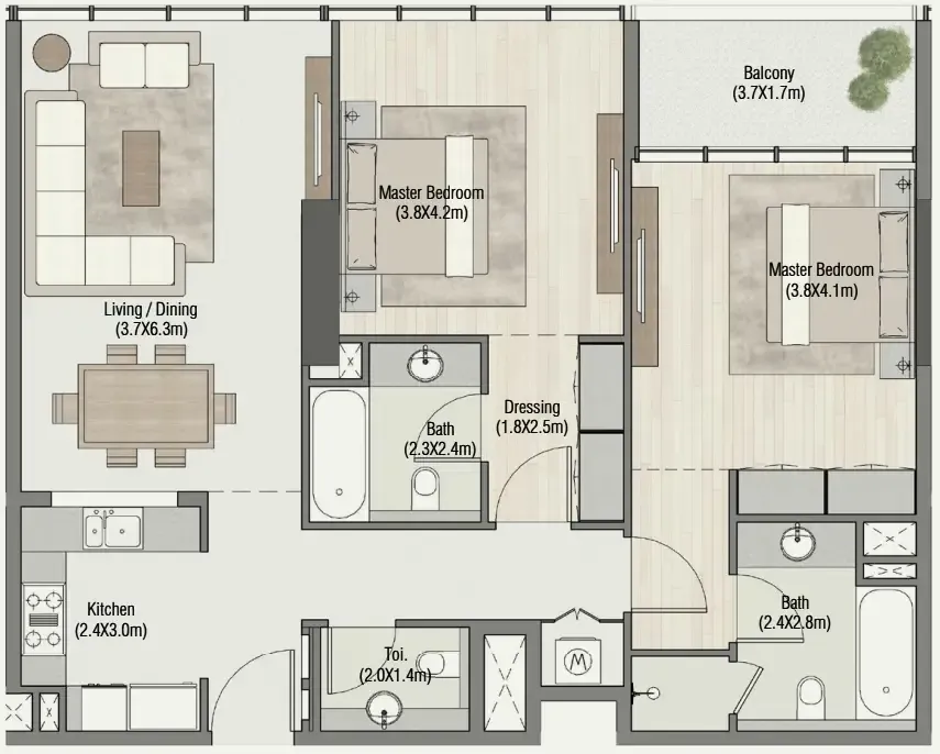 2 bedroom layout