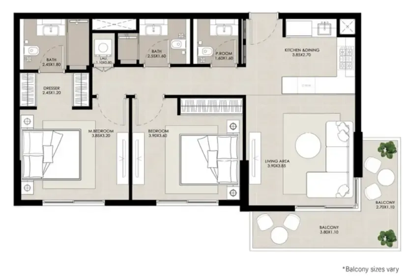 2 bedroom layout