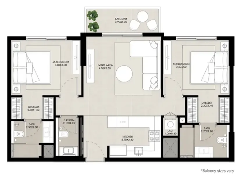 2 bedroom layout