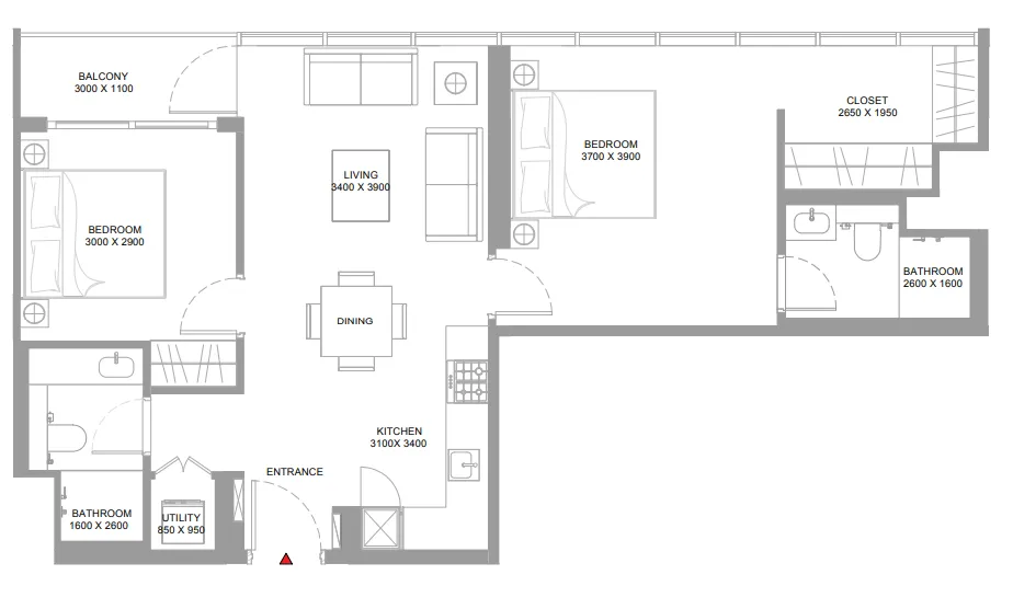 2 bedroom layout